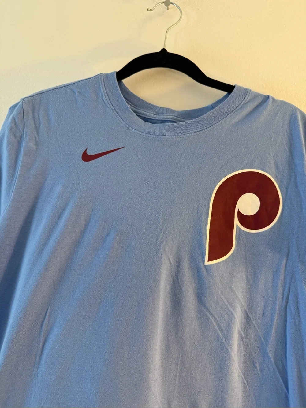 Nike Sky Blue Phillies Schwarber #12 Short Sleeve Tee